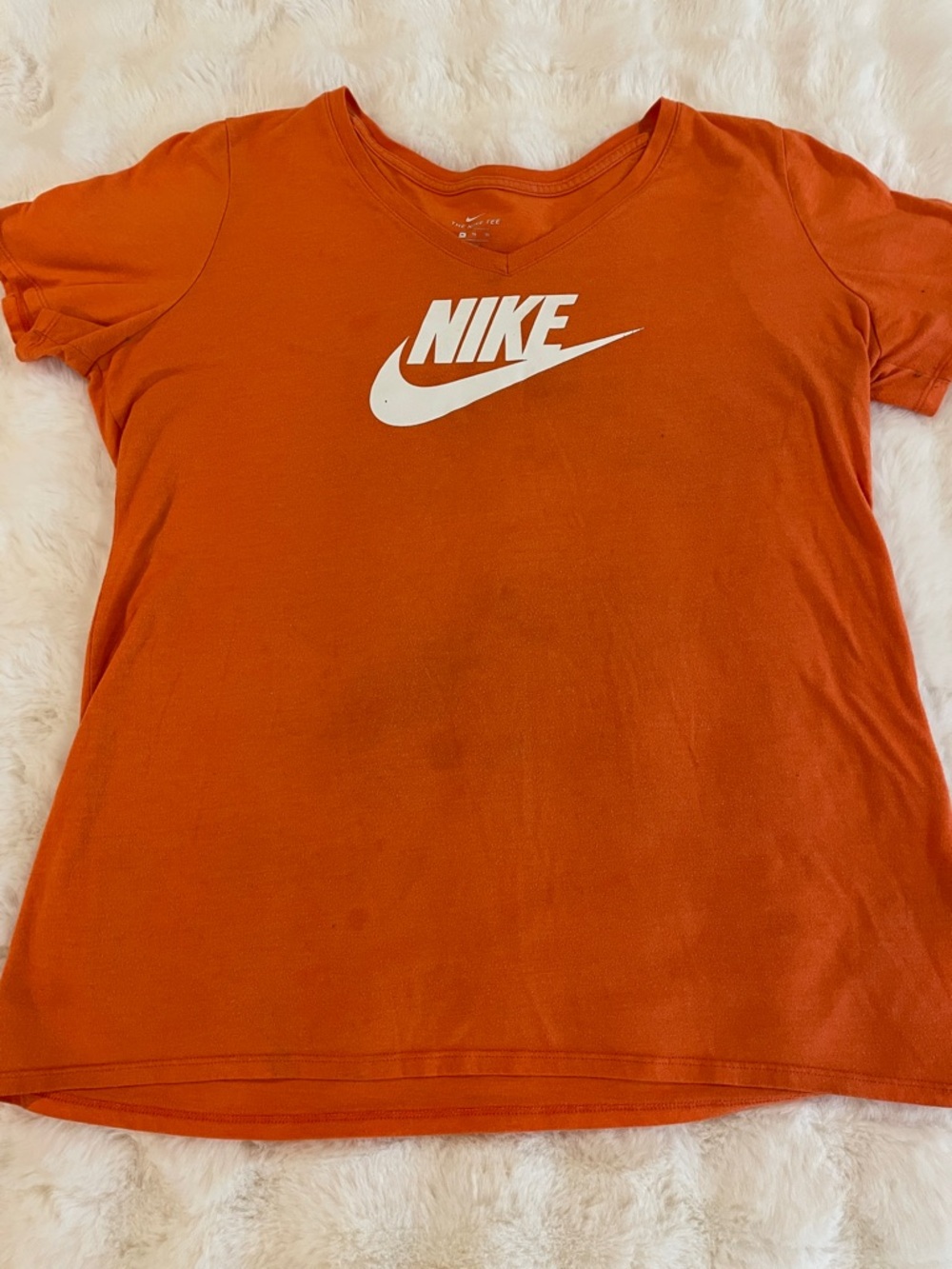 Nike Women’s Orange Short Sleeve Tee with White Logo